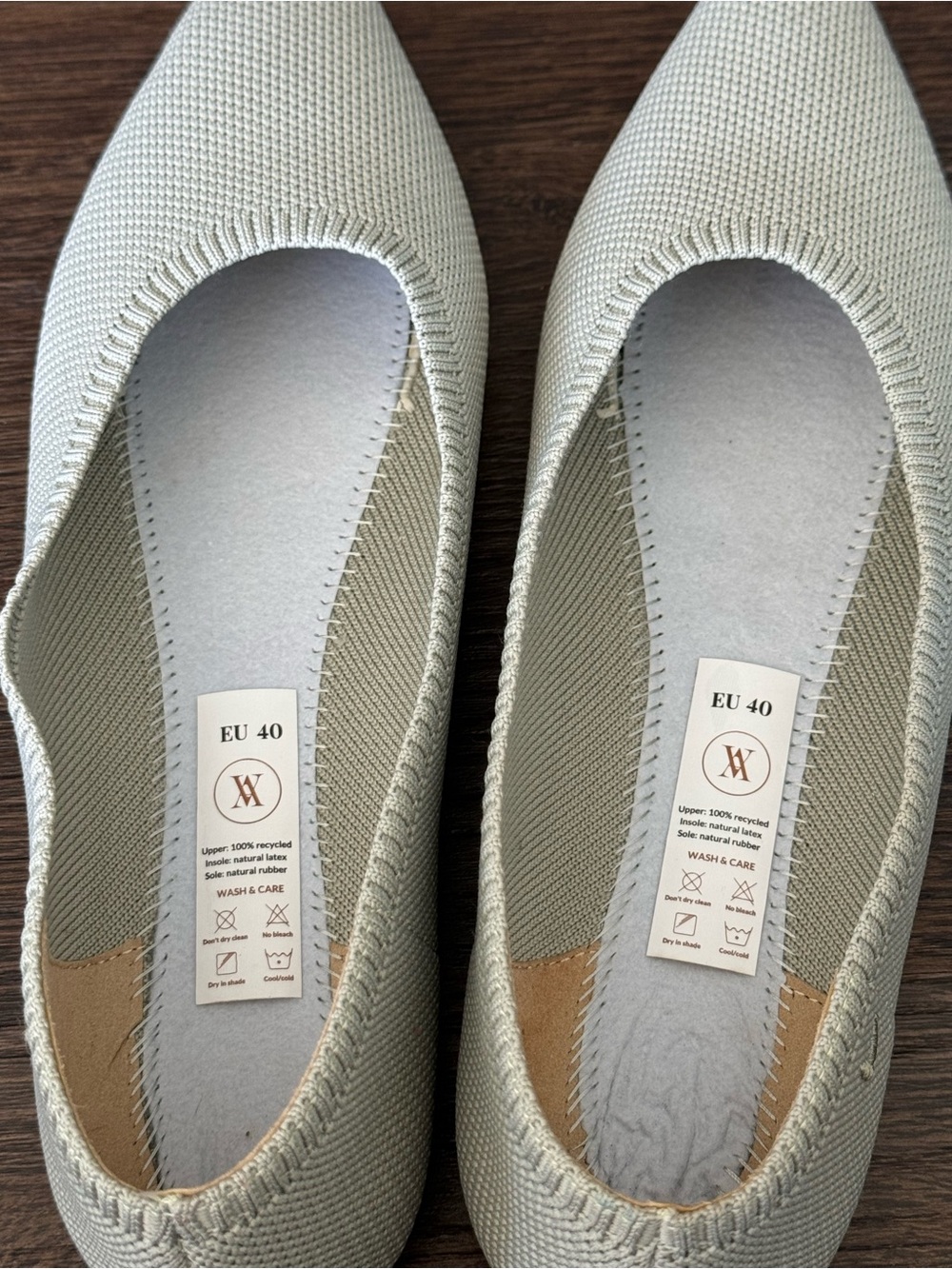 Vivaia Aria Shoes Women's 40 / 9 Almond Tan Knit Pointed Ballet Flat Loafers - Picture 7 of 13
